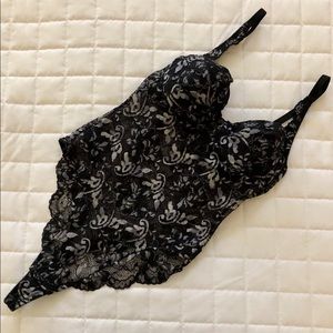 Vintage Black & Silver Lace Teddy🖤🤍